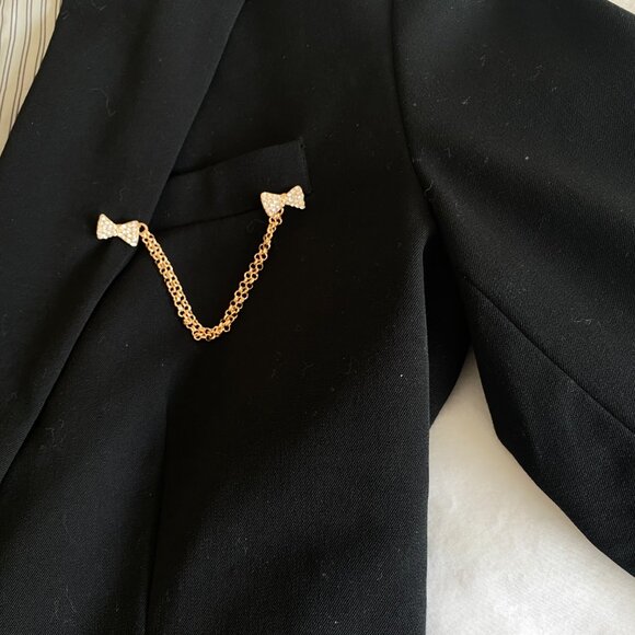 Collar Pin-NEW-Crystal Bow Tie Clip Brooch - Picture 1 of 4